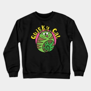 Quirky Cat Funny Green Cat Crewneck Sweatshirt